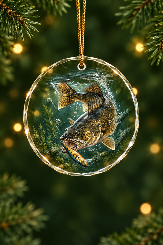 Cold Teal Walleye - Glass Ornament