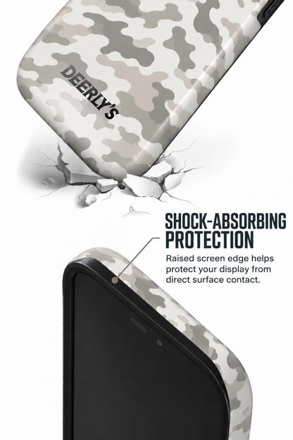 Tough phone case shock-absorbing protection infographic