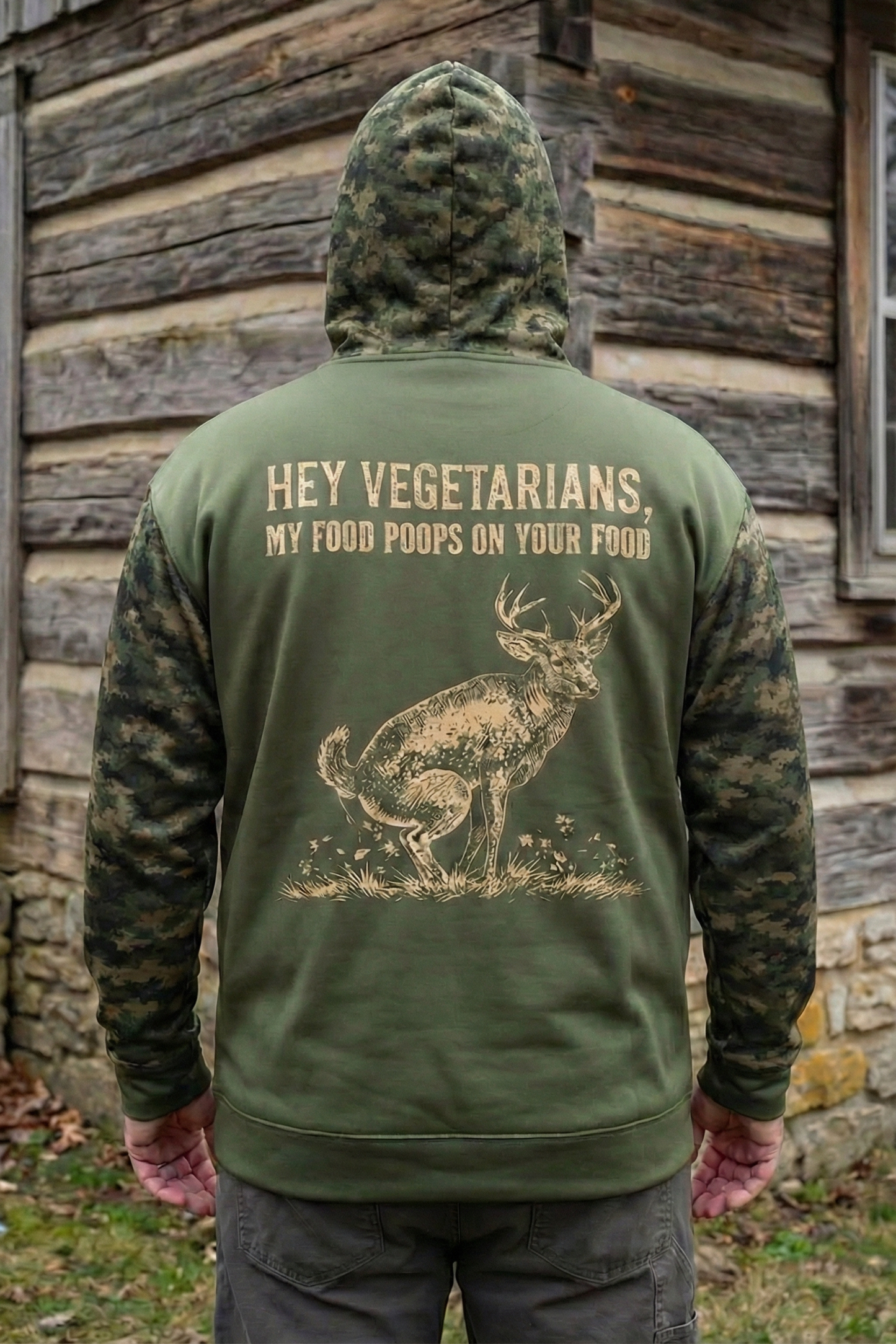 Performance Hunting Fleece-Lined Hoodie - Hey Vegetarians Hunting Joke – HV2Q