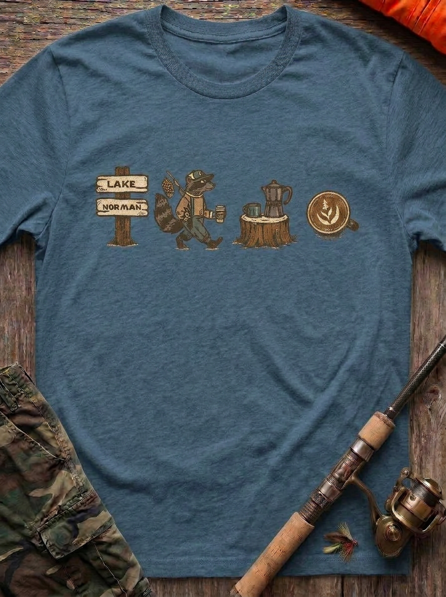 Lake Camp Raccoon Fishing T-Shirt