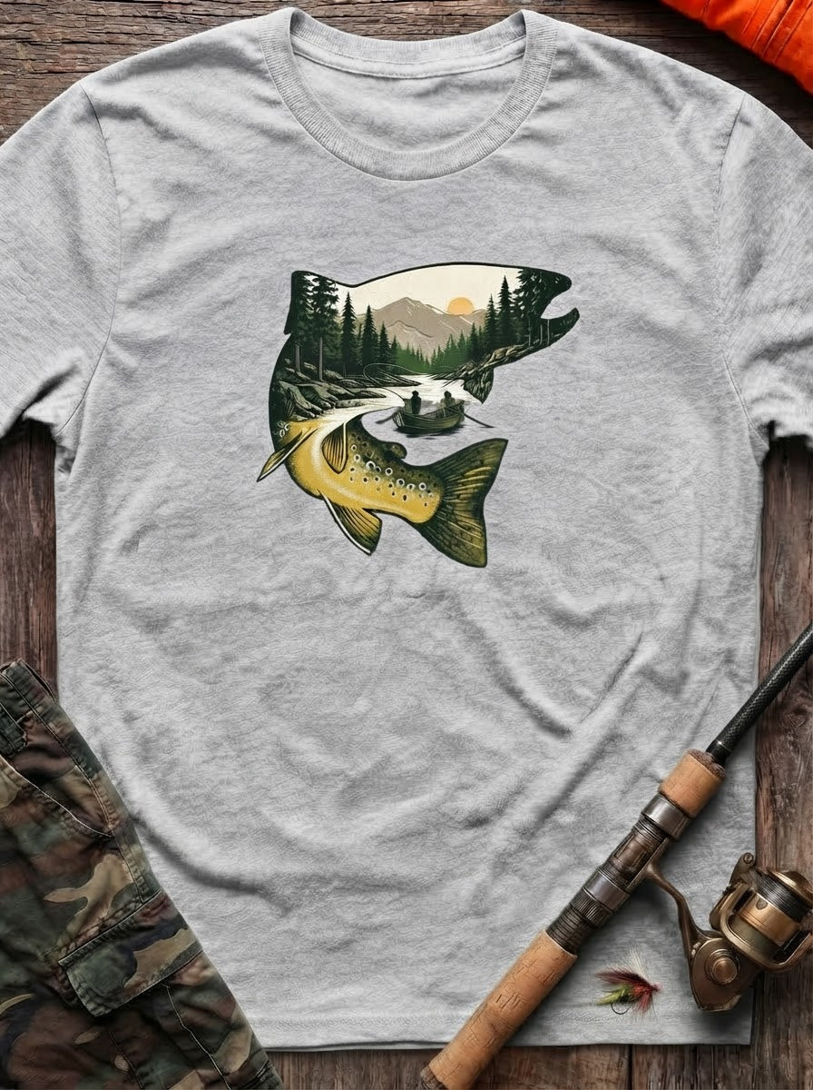 Wilderness Trout Silhouette Fishing T-Shirt