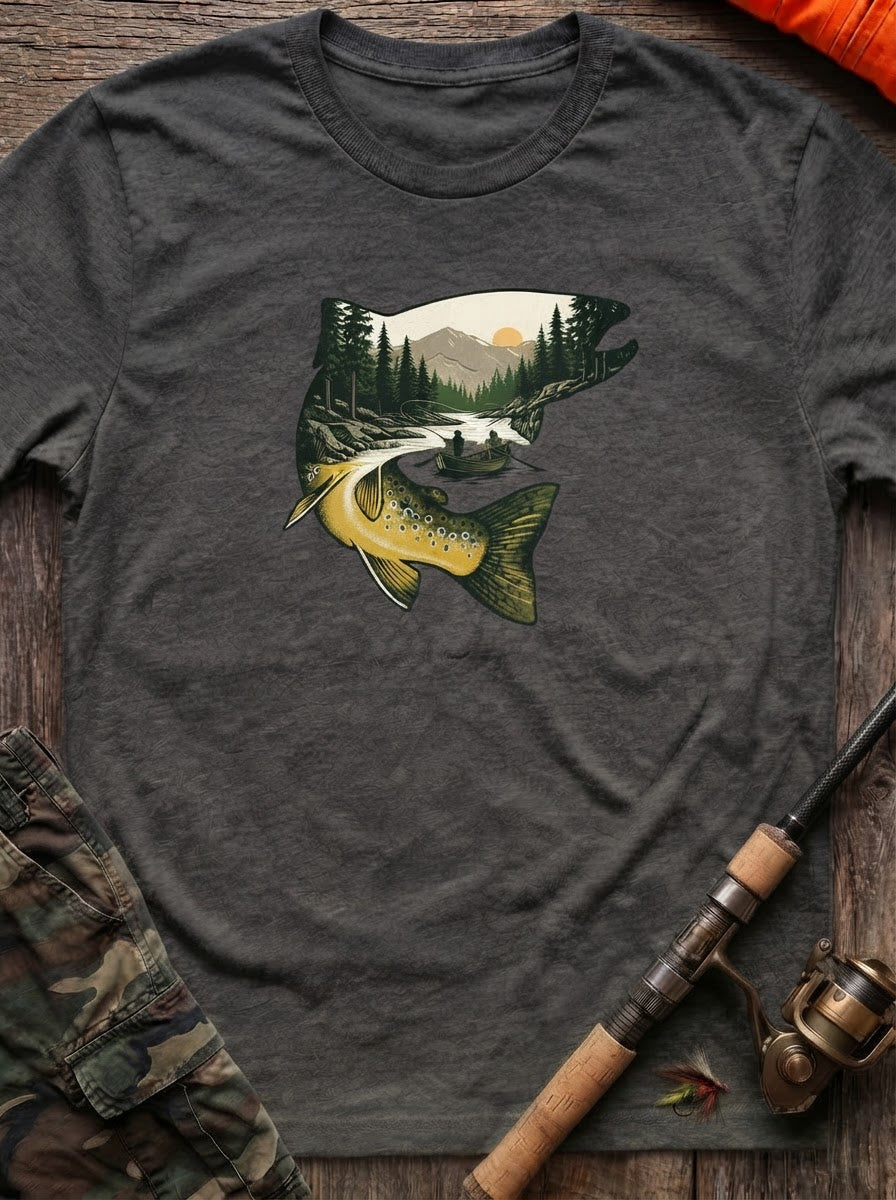 Wilderness Trout Silhouette Fishing T-Shirt