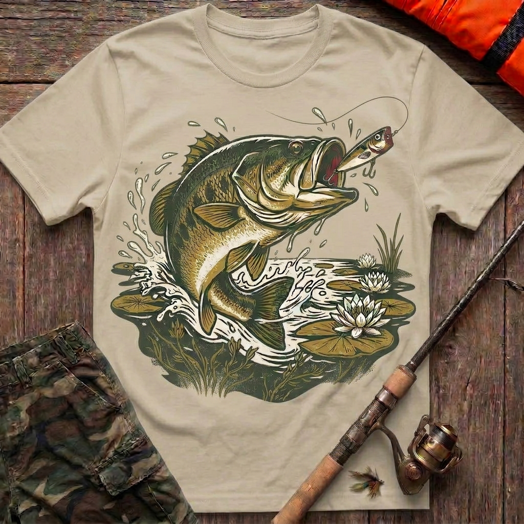 Large Mouth Bass Topwater Strike T-Shirt