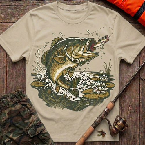 Large Mouth Bass Topwater Strike T-Shirt