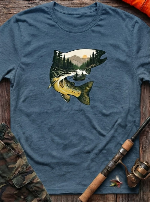 Wilderness Trout Silhouette Fishing T-Shirt