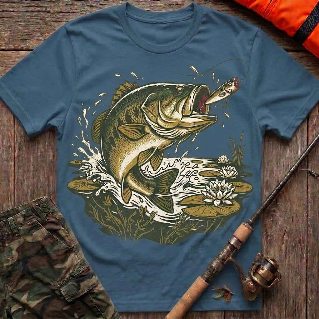 Large Mouth Bass Topwater Strike T-Shirt