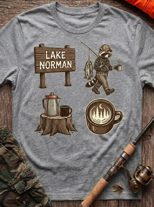 Lake Norman Raccoon Morning Fishing T-Shirt
