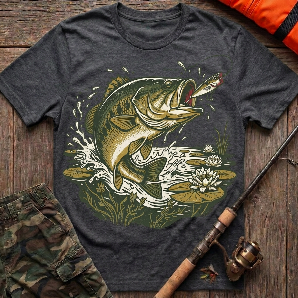 Large Mouth Bass Topwater Strike T-Shirt