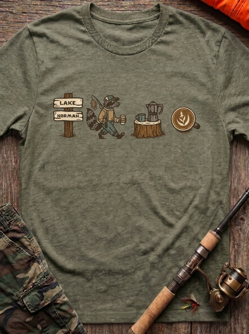 Lake Camp Raccoon Fishing T-Shirt
