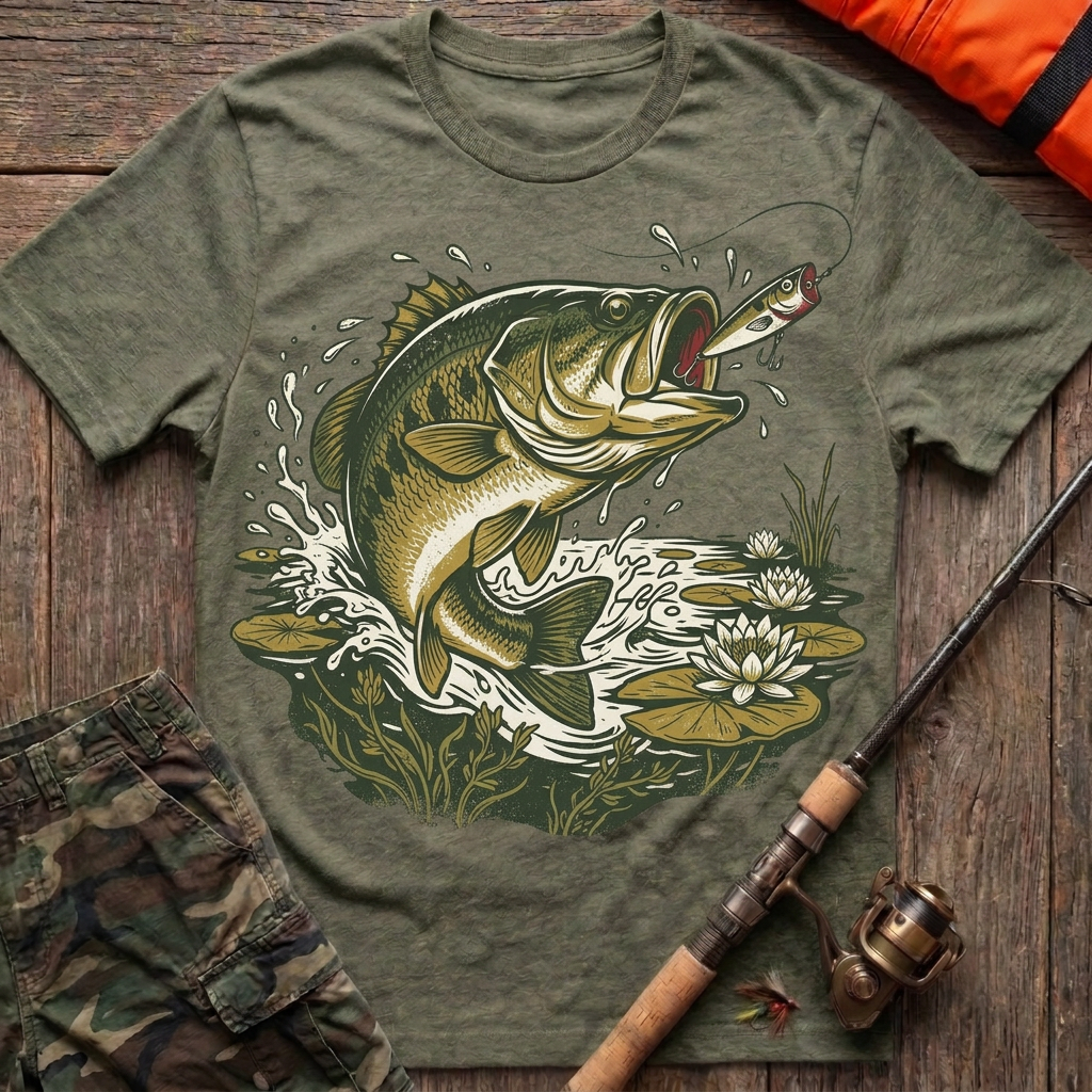 Large Mouth Bass Topwater Strike T-Shirt