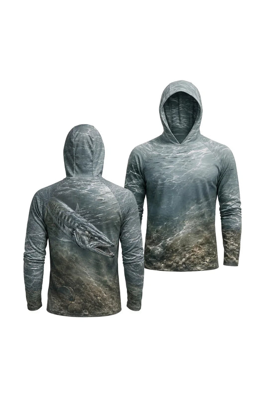AirLite Fishing Sun Hoodie - Silver Barracuda Drift - MHL65 image 1