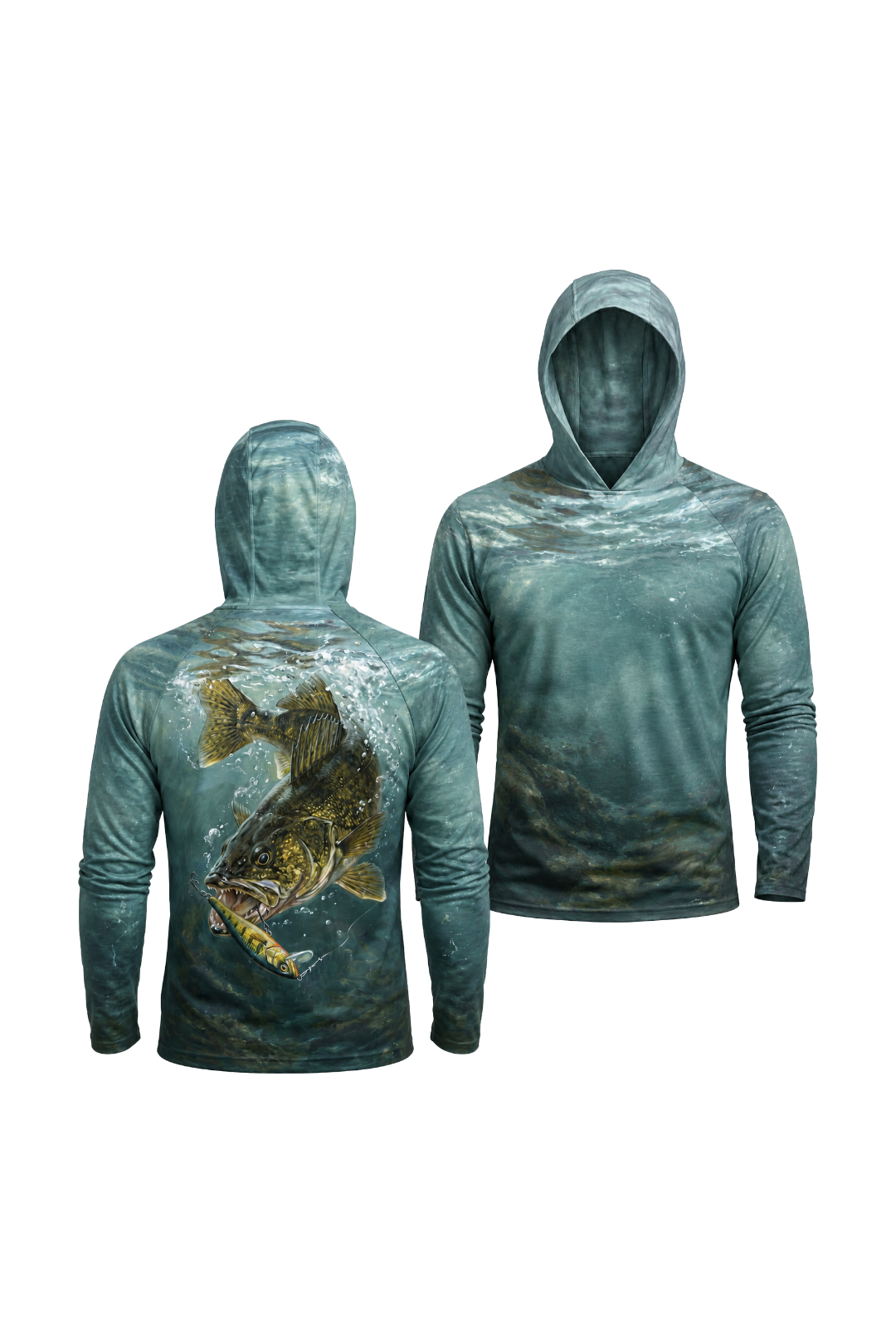AirLite Fishing Sun Hoodie - Cold Teal Walleye - MHL39 image 1