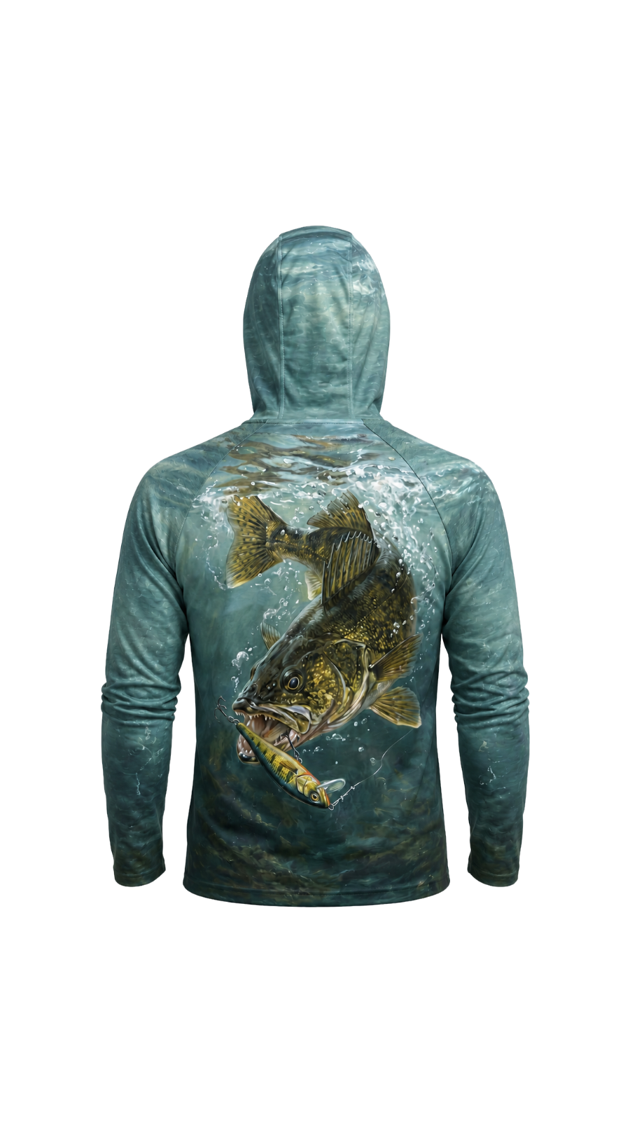 AirLite Fishing Sun Hoodie - Cold Teal Walleye - MHL39 image 5
