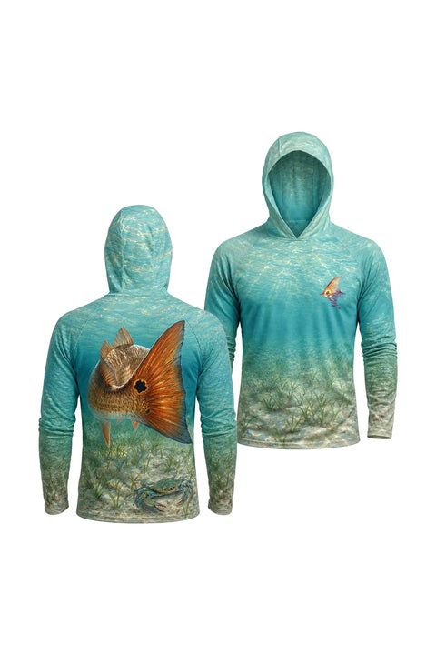 AirLite Fishing Sun Hoodie - Redfish Tailing Tide - MHL49