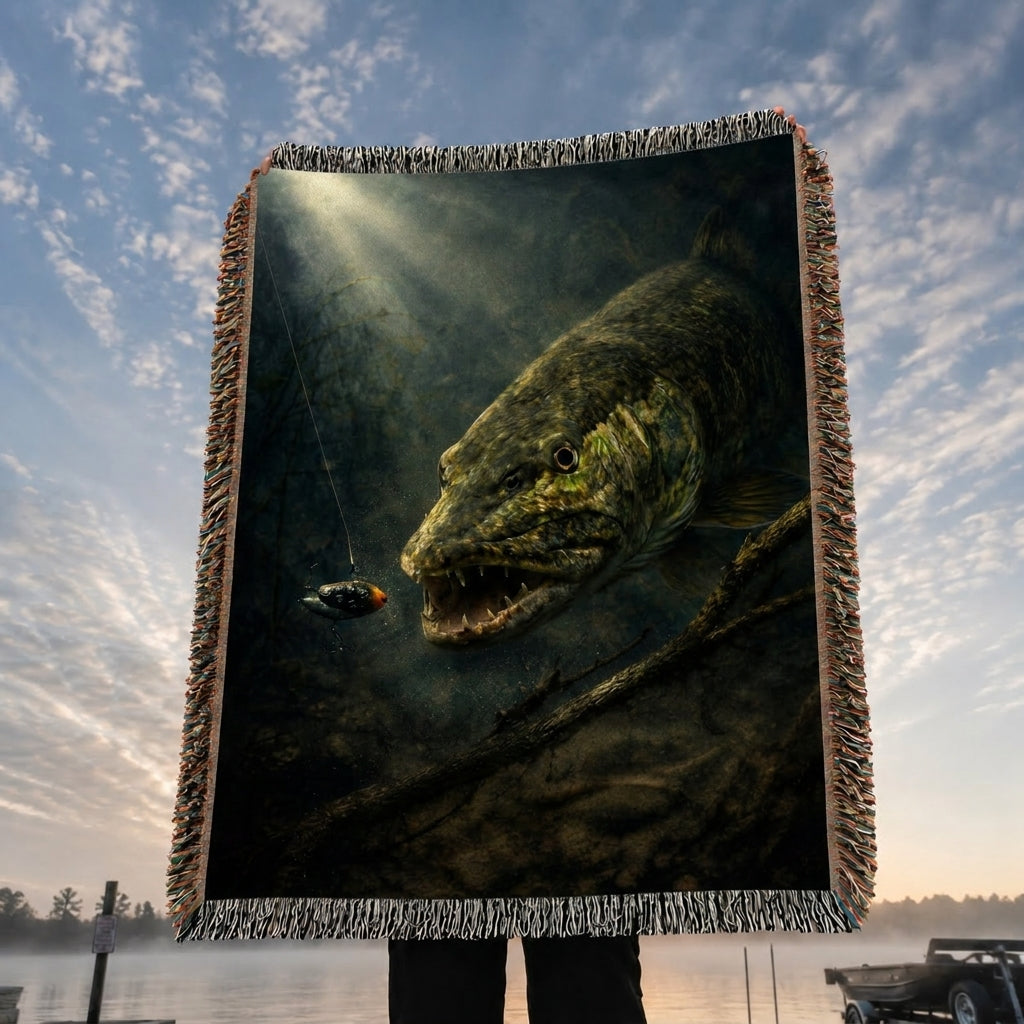 Northern Pike Woven Lodge Throw Blanket