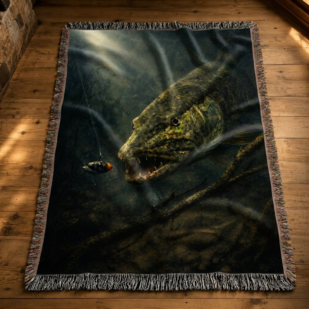 Northern Pike Woven Lodge Throw Blanket