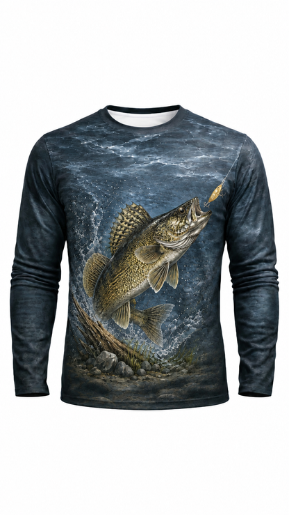 Performance Fishing Long Sleeve - Walleye Strike - Front Version