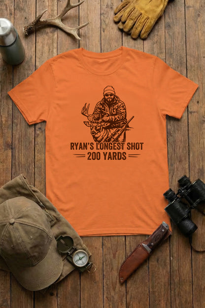 Longest Shot Hunting Tee - Custom Photo, Name & Distance