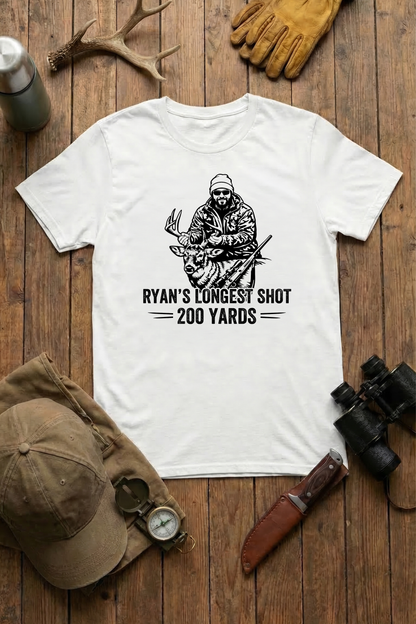 Longest Shot Hunting Tee - Custom Photo, Name & Distance