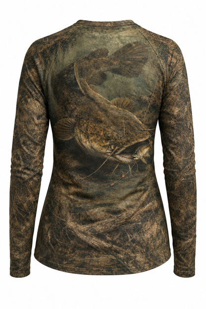 Performance Fishing Female Long Sleeve - Stillwater Catfish - PGH01 mockup artwork side