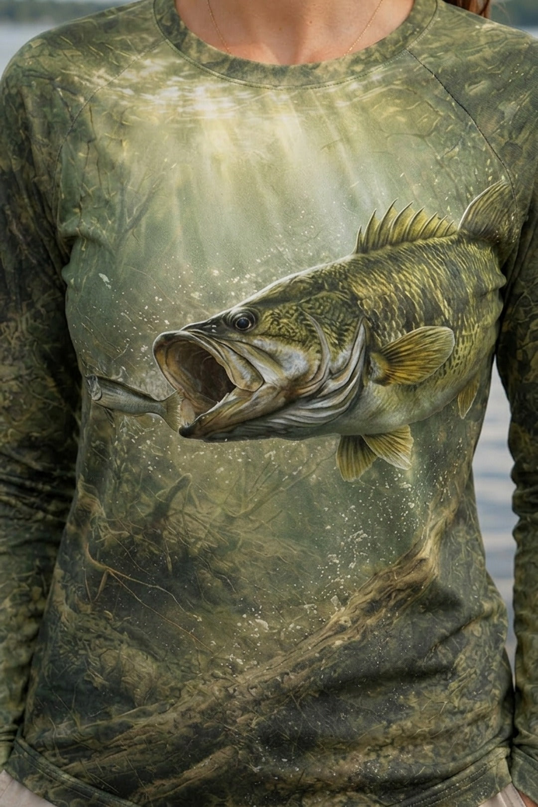 Performance Fishing Female Long Sleeve - Timber Bass Sunray - PGH03 lifestyle artwork zoom