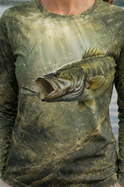Performance Fishing Female Long Sleeve - Timber Bass Sunray - PGH03 lifestyle artwork zoom