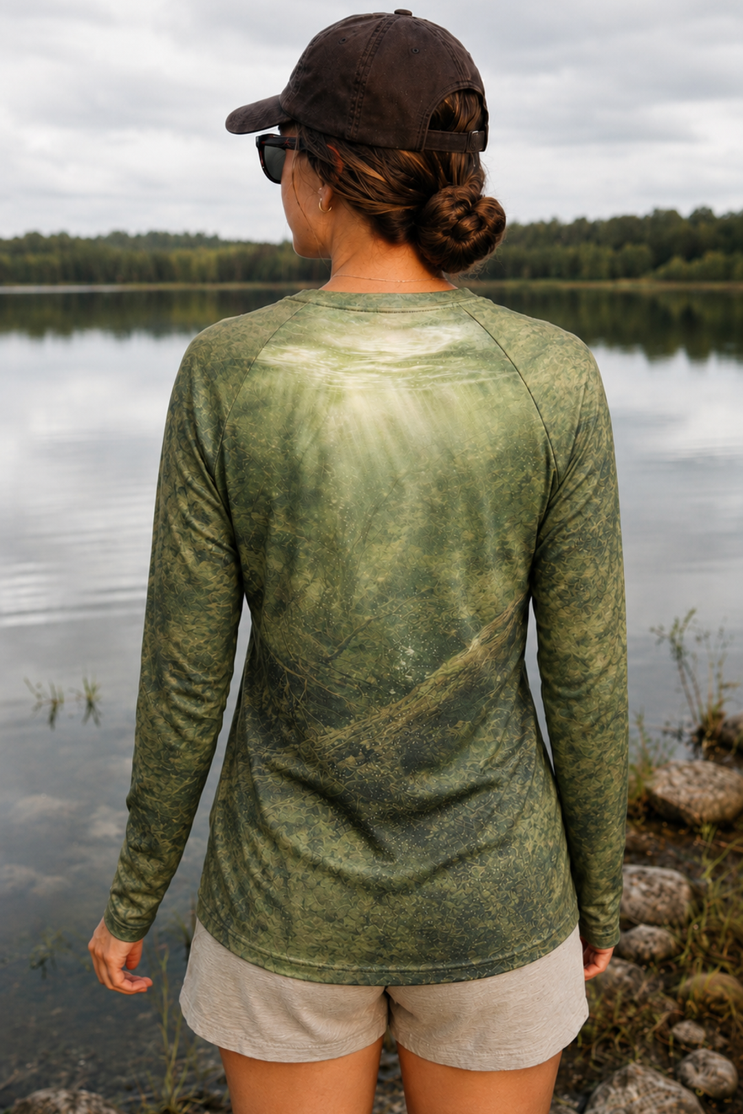 Performance Fishing Female Long Sleeve - Timber Bass Sunray - PGH03 lifestyle opposite side