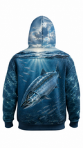 Performance Fishing Fleece-Lined Hoodie - River Salmon Depths - AUH02 image 1