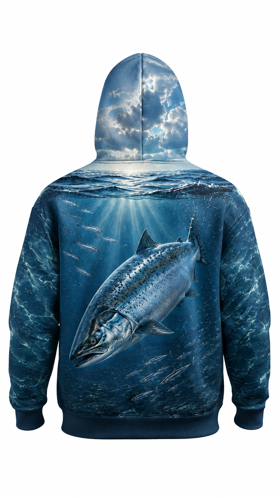Performance Fishing Fleece-Lined Hoodie - River Salmon Depths - AUH02 image 1