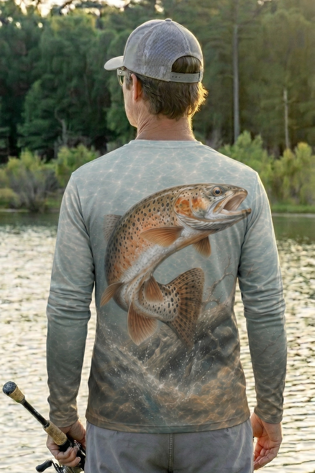 Performance Fishing Long Sleeve - Alkaline Trout Drift - AOF66 lifestyle artwork side