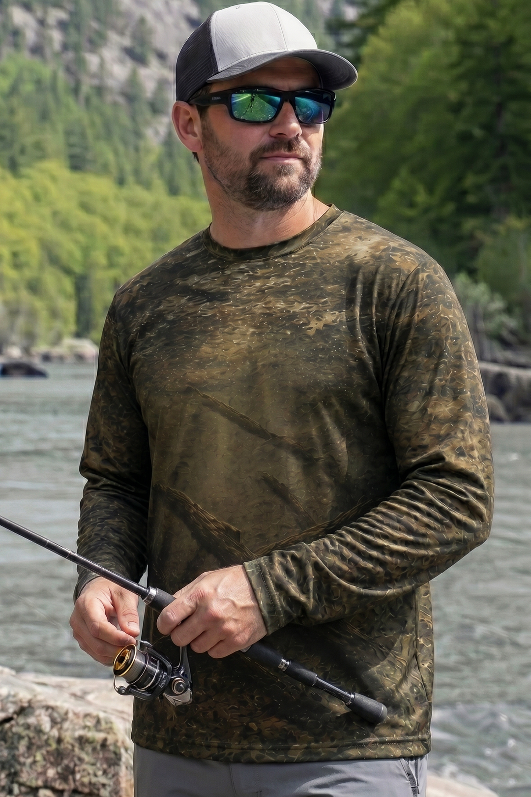 Performance Fishing Long Sleeve - Alligator gar Trinity Shadow - AOF28 lifestyle opposite side