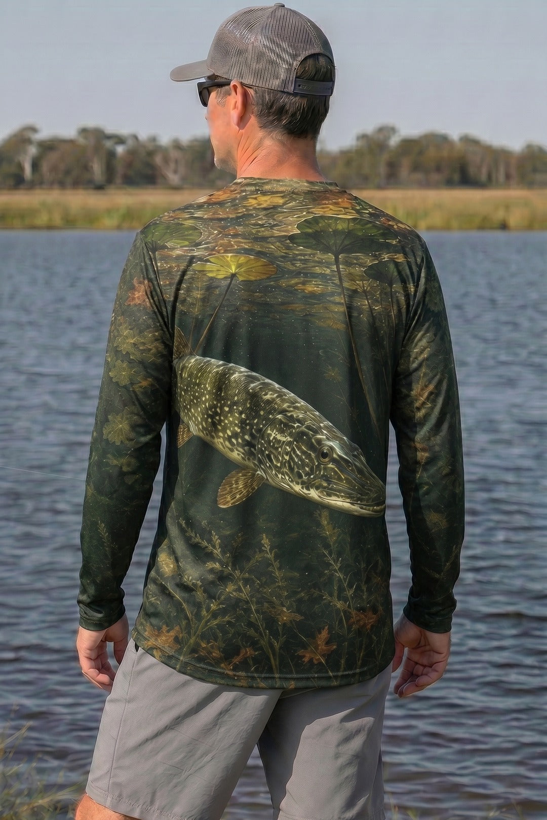 Performance Fishing Long Sleeve - Autumn Padline Pike - RNP07 lifestyle artwork side