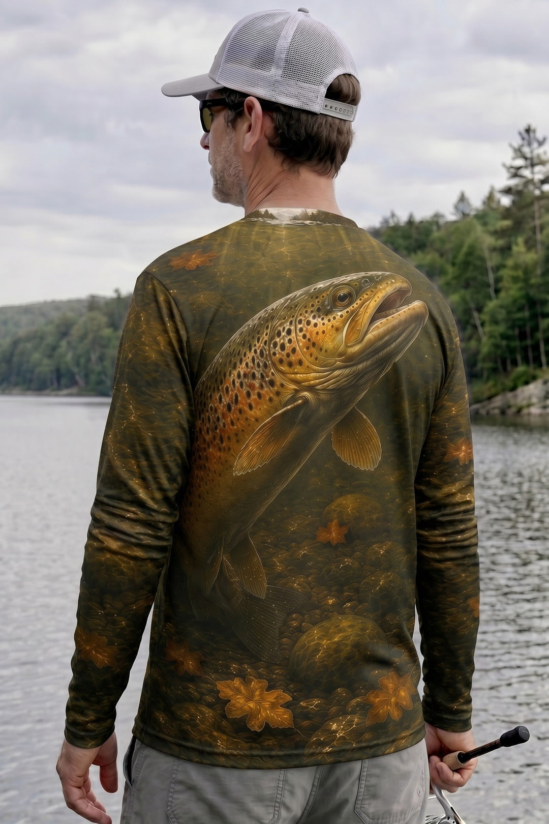 Performance Fishing Long Sleeve - Autumn River Brown Trout - RT09 lifestyle artwork side