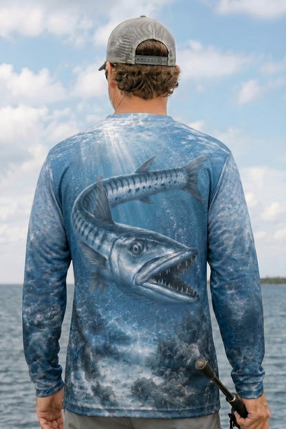 Performance Fishing Long Sleeve - Barracuda Reef Phantom - AOF47 lifestyle artwork side