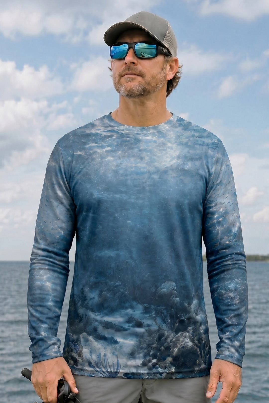 Performance Fishing Long Sleeve - Barracuda Reef Phantom - AOF47 lifestyle opposite side