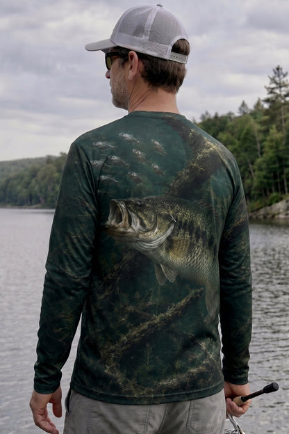 Performance Fishing Long Sleeve - Bass Ambush - RB01 lifestyle artwork side