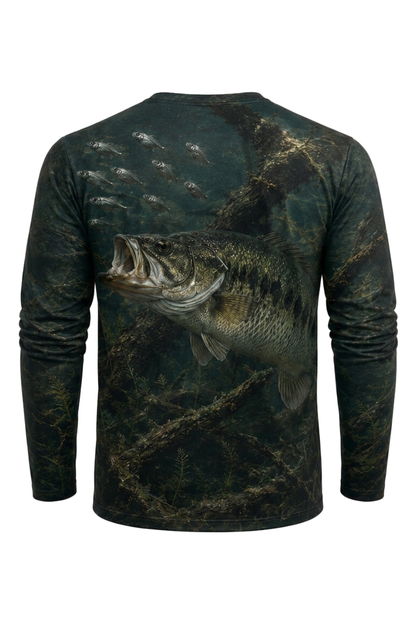 Performance Fishing Long Sleeve - Bass Ambush - RB01 mockup artwork side