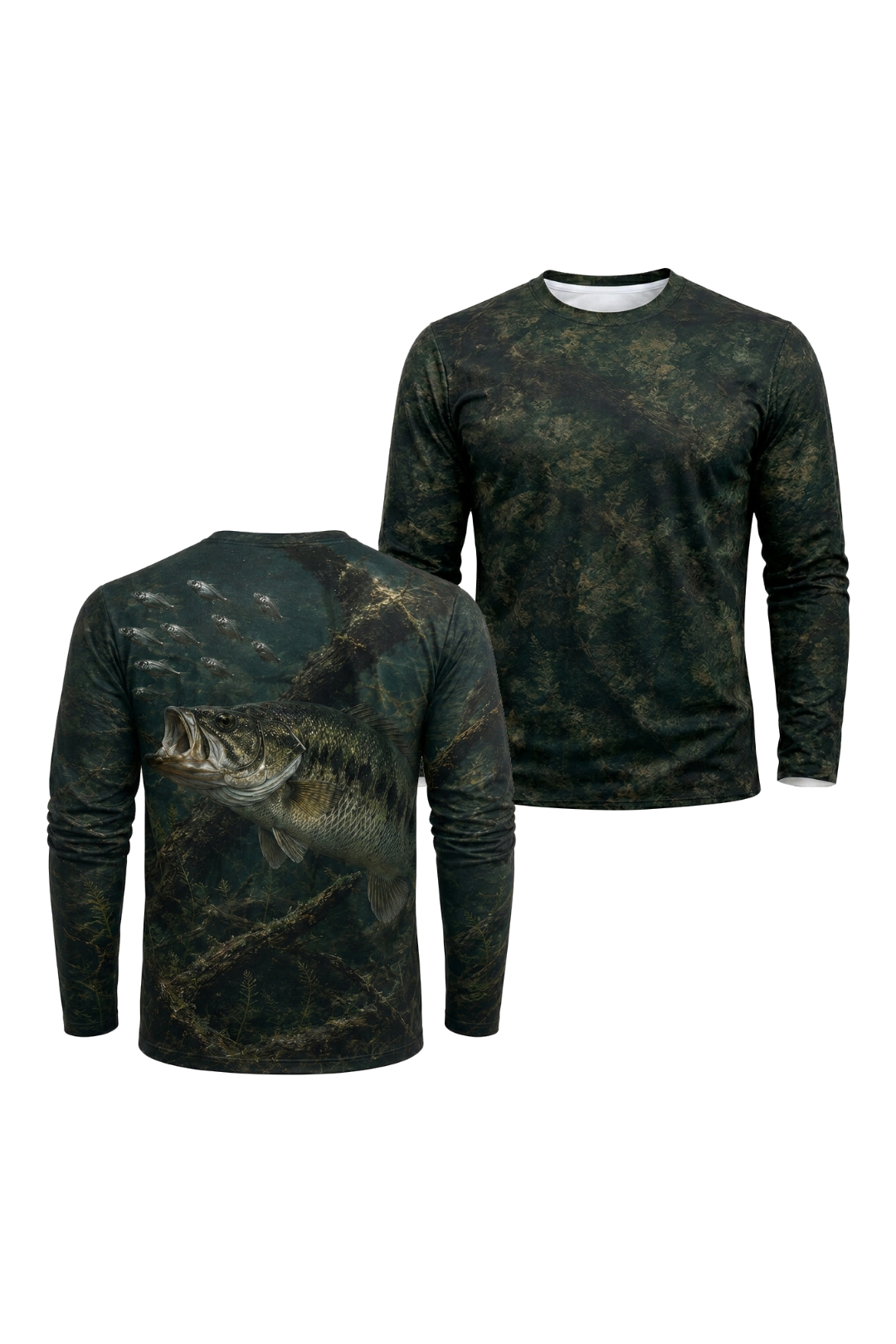Performance Fishing Long Sleeve - Bass Ambush - RB01 two shirts front artwork