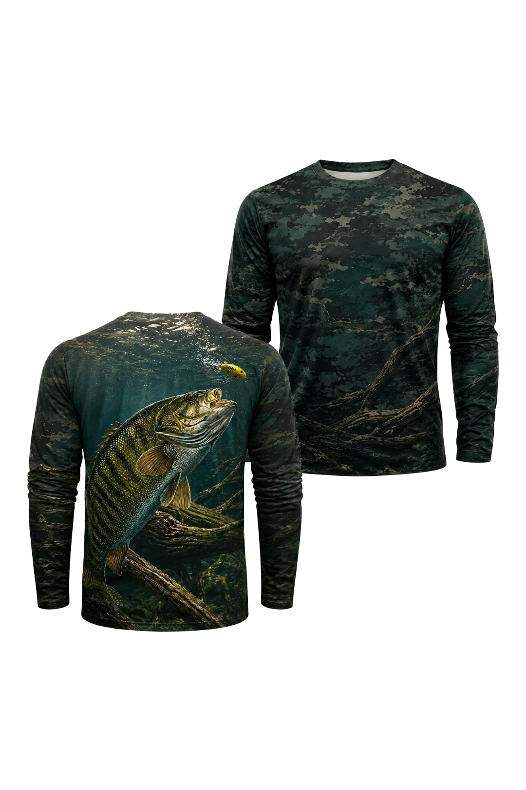 Performance Fishing Long Sleeve - Bass Lure Strike - RB02 two shirts front artwork