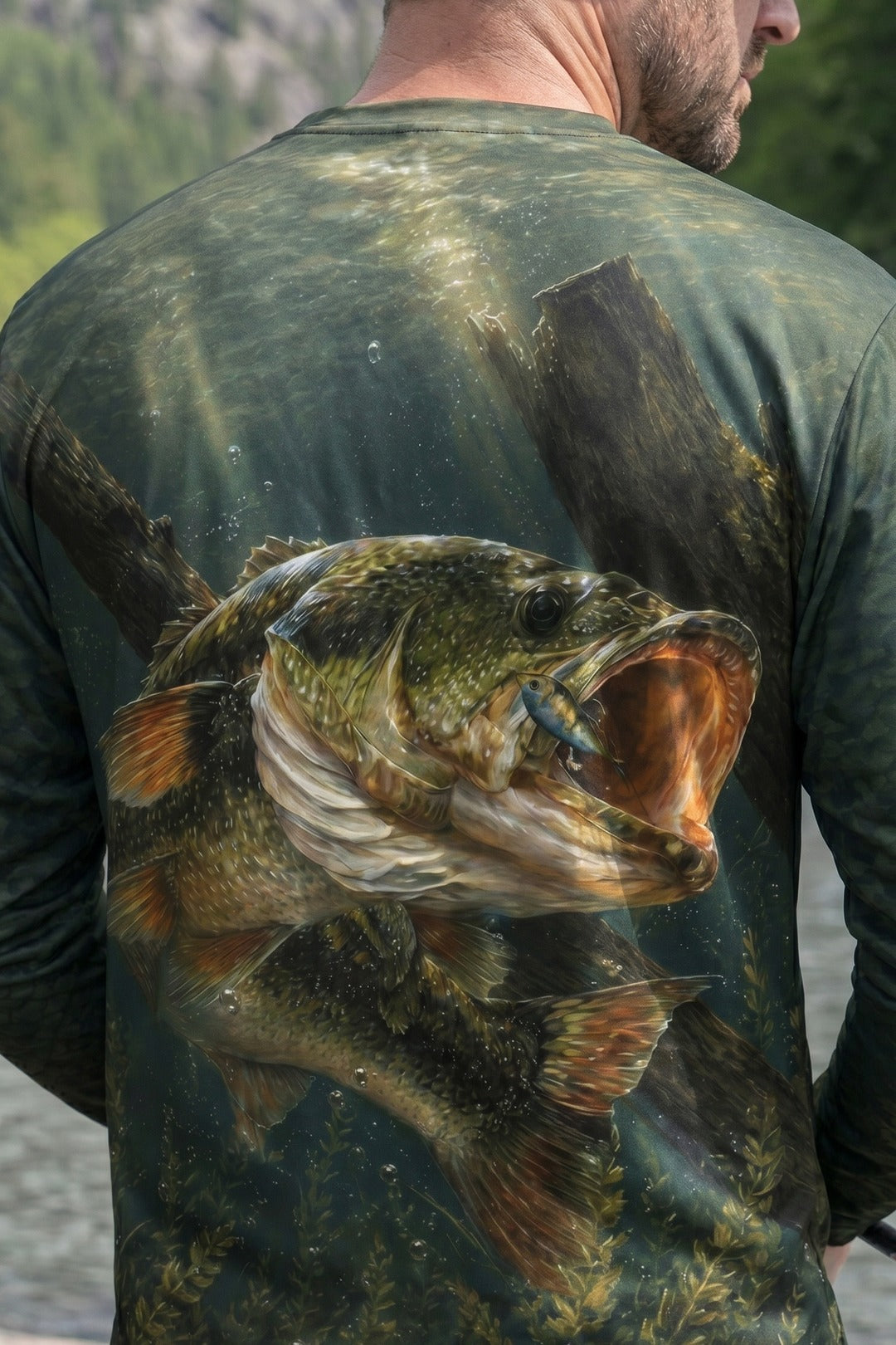 Performance Fishing Long Sleeve - Bass Timber Strike - AOF45 lifestyle artwork zoom
