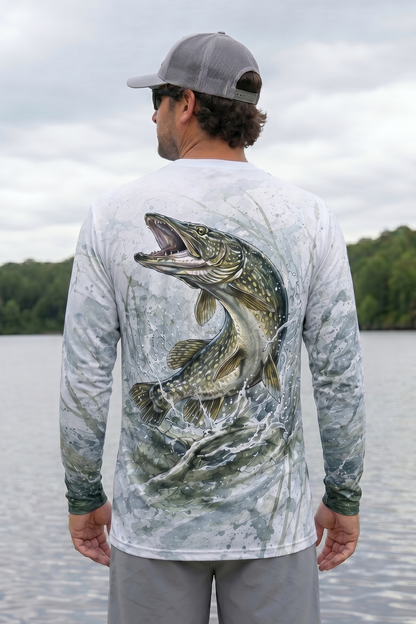 Performance Fishing Long Sleeve - Bay Ghost Pike - AOF96 lifestyle artwork side