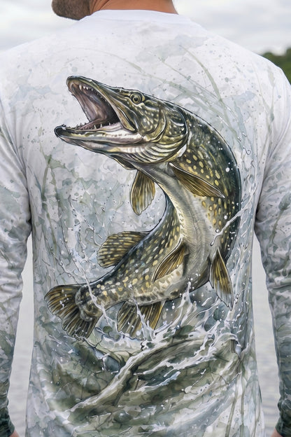 Performance Fishing Long Sleeve - Bay Ghost Pike - AOF96 lifestyle artwork zoom