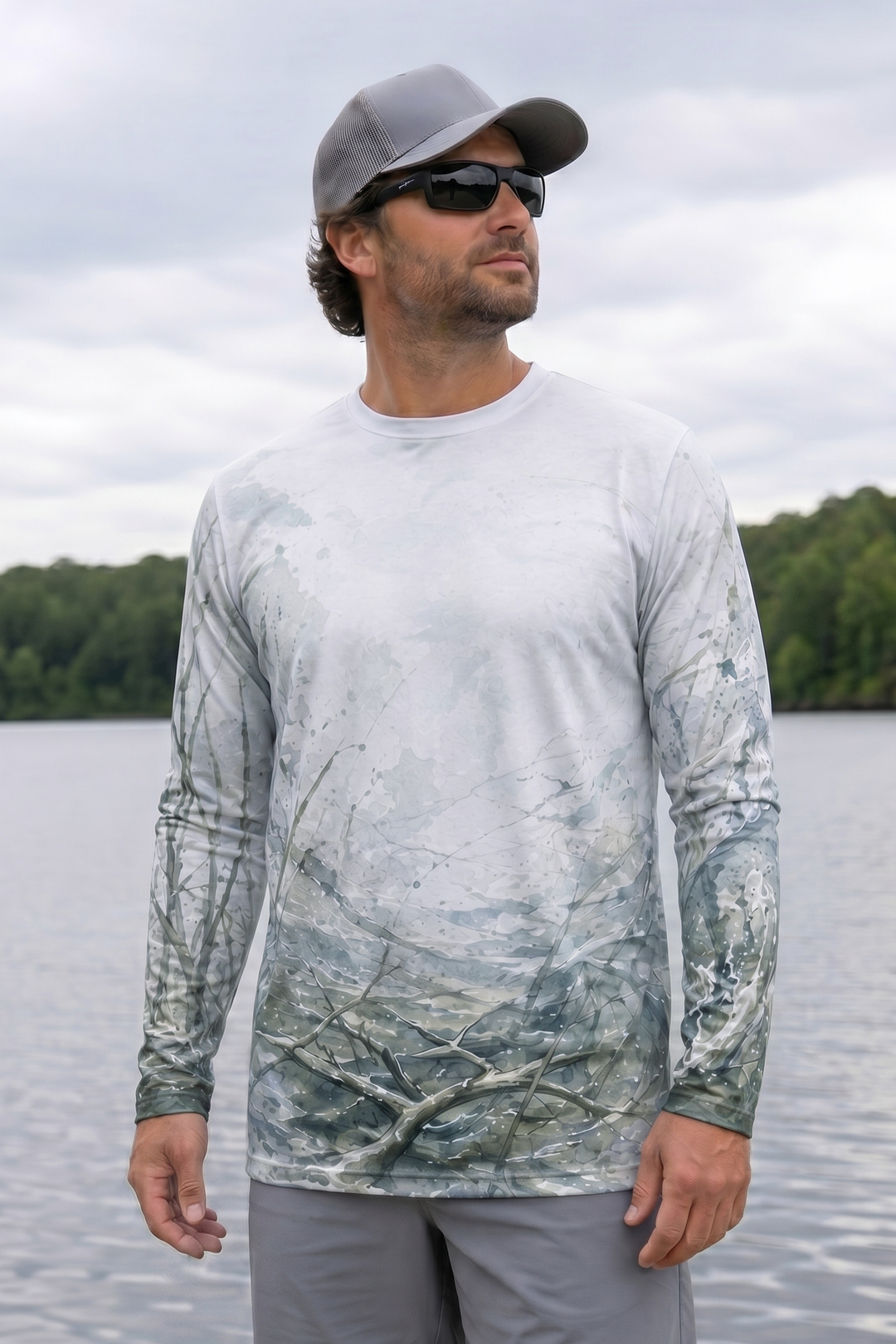 Performance Fishing Long Sleeve - Bay Ghost Pike - AOF96 lifestyle opposite side
