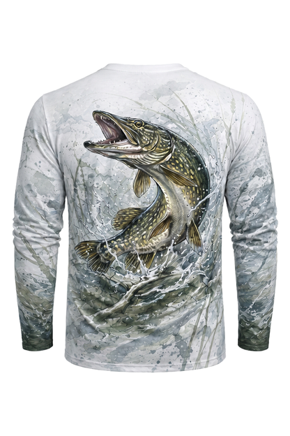 Performance Fishing Long Sleeve - Bay Ghost Pike - AOF96 mockup artwork side