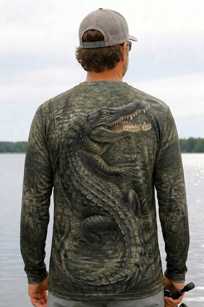 Performance Fishing Long Sleeve - Bayou Ambush Gator - AOF113 lifestyle artwork side