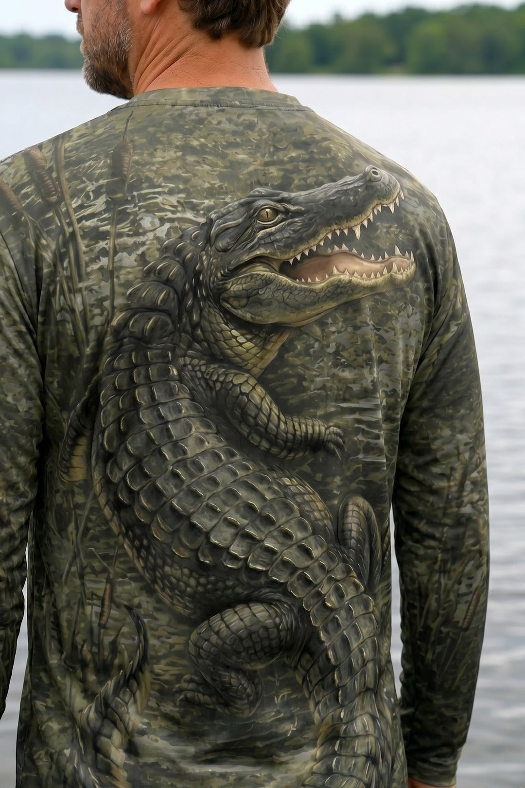 Performance Fishing Long Sleeve - Bayou Ambush Gator - AOF113 lifestyle artwork zoom