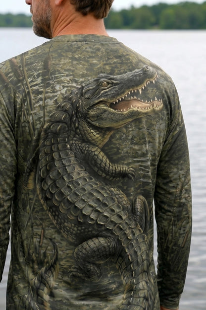 Performance Fishing Long Sleeve - Bayou Ambush Gator - AOF113 lifestyle artwork zoom