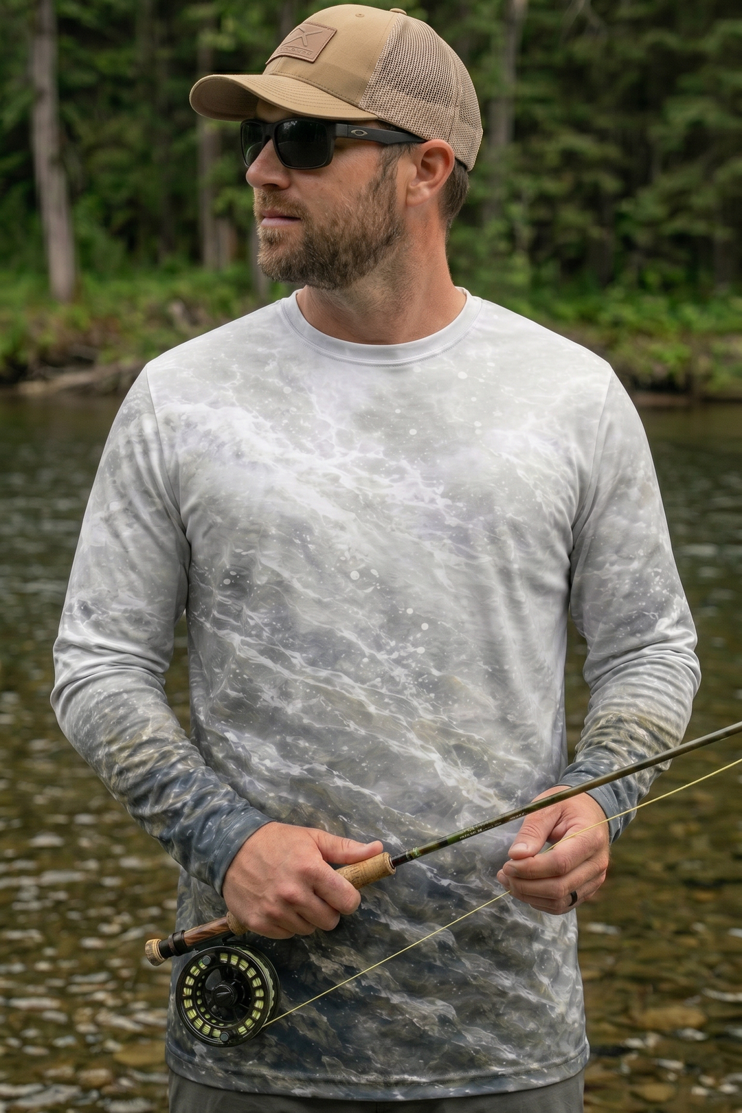 Performance Fishing Long Sleeve - Bear & Silver Salmon - AOF88 lifestyle opposite side