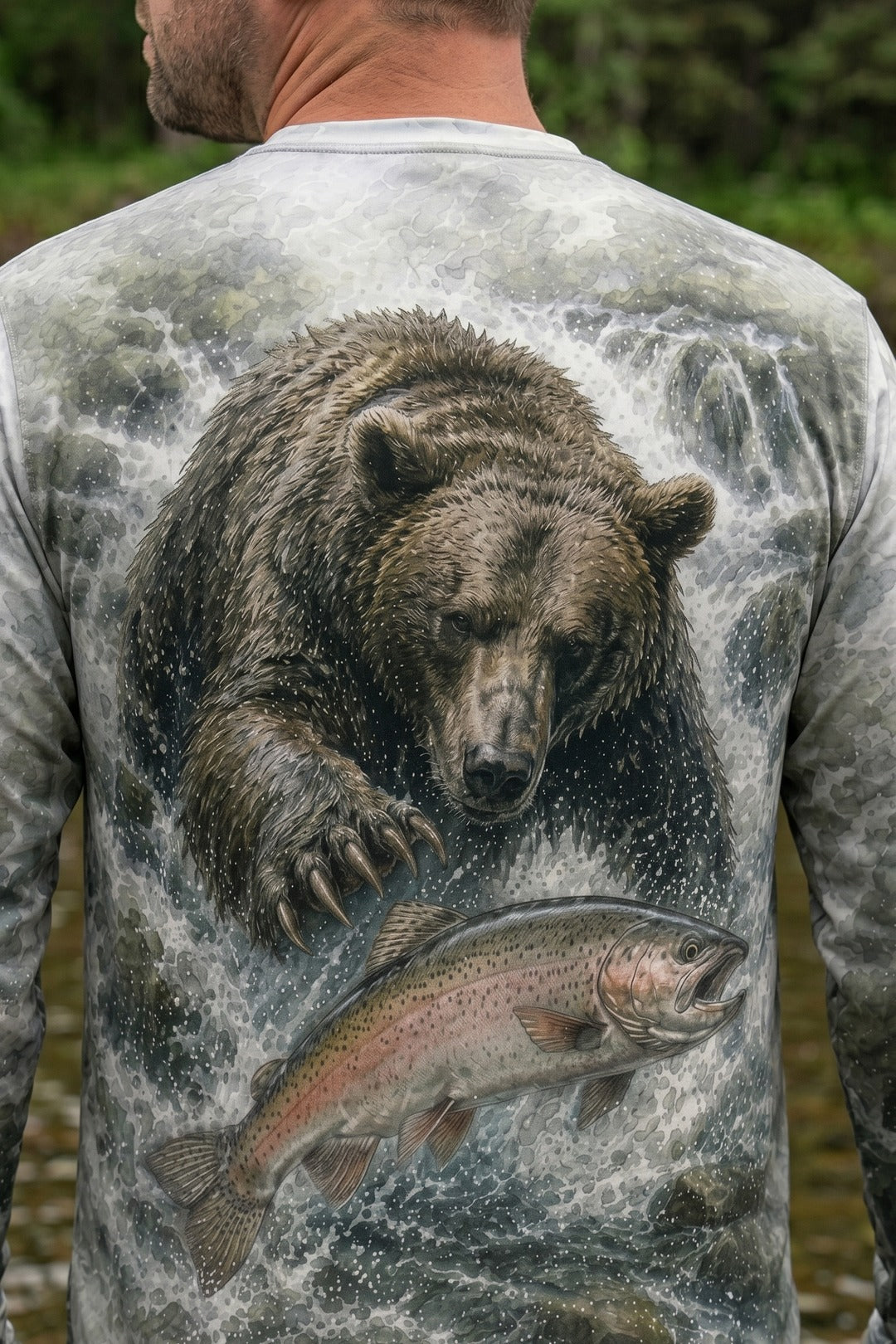 Performance Fishing Long Sleeve - Bear & Trout  - AOF89 lifestyle artwork zoom