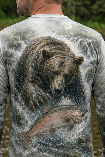 Performance Fishing Long Sleeve - Bear & Trout  - AOF89 lifestyle artwork zoom